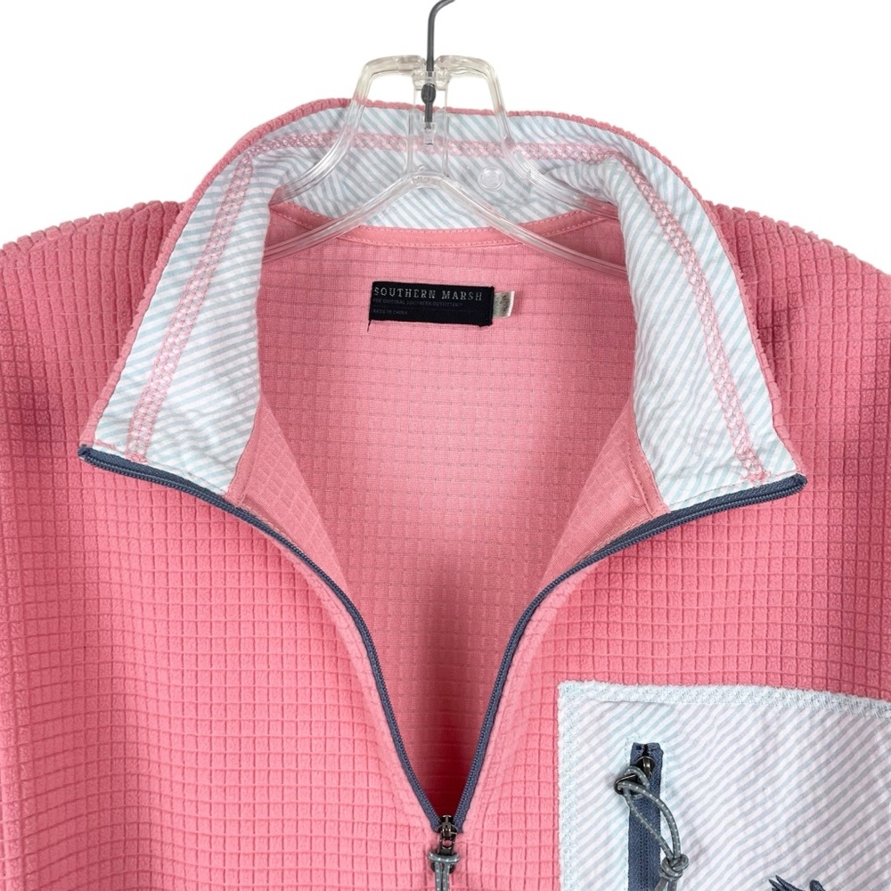 Southern Marsh FieldTec Quarter Zip Waffle Fleece Pullover Pink + Blue Size S - Picture 8 of 13
